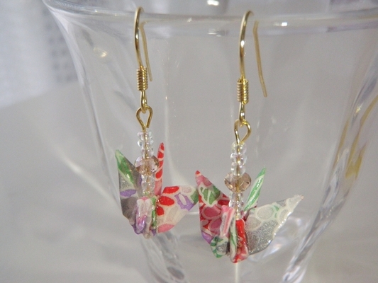 折り紙ピアス〜折り鶴〜 