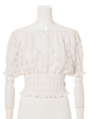 シースルーギンガムパフトップス