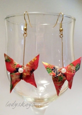 折り紙ピアス　蝶々 