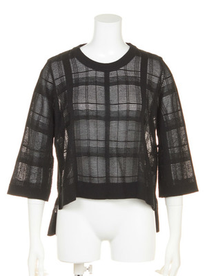 シアーチェッククルーネックロングスリーブ