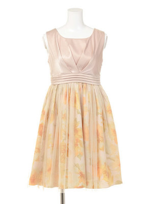 花柄シャンタンチュール重ねワンピース