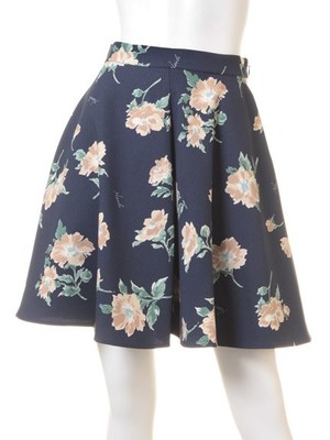 オリジナルスプリングフラワー柄フレアスカート