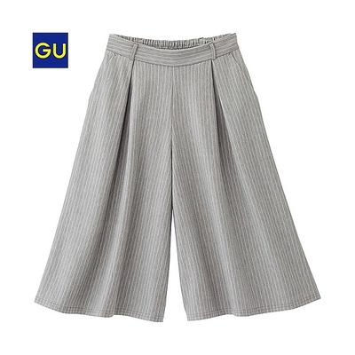 （GU）イージードレープポンチガウチョパンツ（ストライプ）