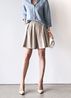 リネンフレアショートパンツ