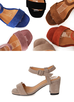 スエード調ミドルヒールシューズ