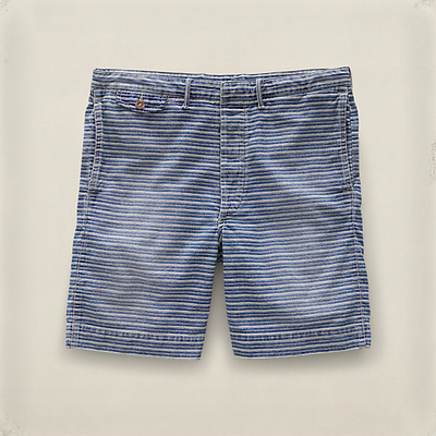 インディゴ コットン ドローストリング ショートパンツ