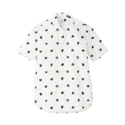 ボーラーハット総柄プリント半袖シャツ