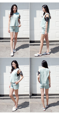 ワイドアームホールスリーブレス&ショートパンツセットアップ