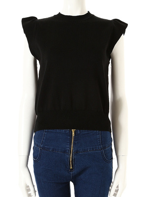 ショルダーフリルサマーニットトップス