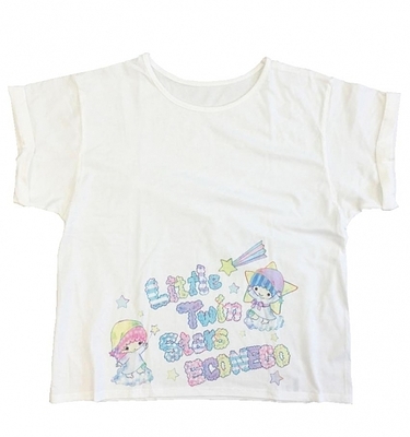 レディースロールアップTシャツ　ロゴ/WH