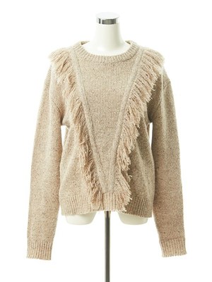 メランジフリンジニットプルオーバー