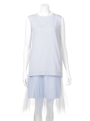 チュールプリーツコンビワンピース