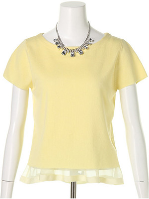 ネックレス付半袖ミラノリブニット