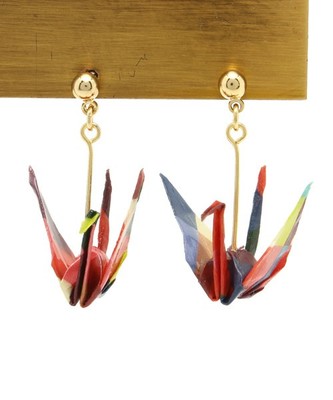 【カヤ】折り鶴 モザイクピアス