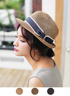 デニムストローハット