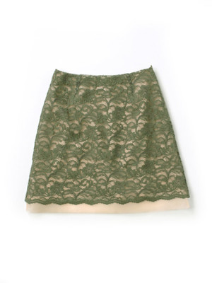 オーガンジー切替レース台形スカート