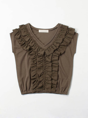 シフォンフリルVネックノースリプルオーバー