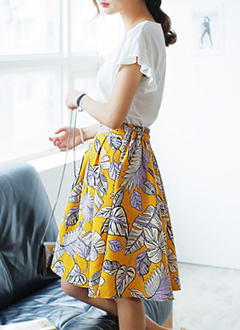 フラワープリントフレアスカート・全3色