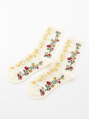  フラワーボーダーソックス