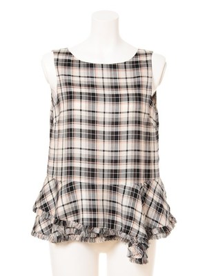 フリンジチェックブラウス