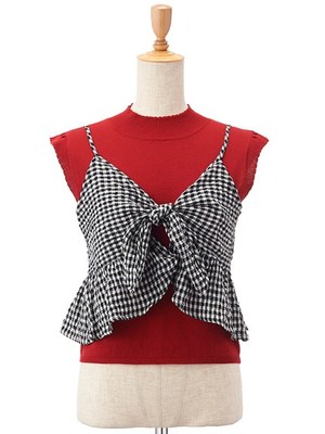 Supreme.La.La. (シュープリーム ララ)  チェックキャミツキニットトップス