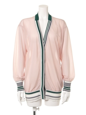 透け生地xスポーティリブカーデ