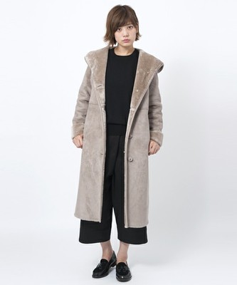 FAUX SHERLING HOODED COAT（ファー/ロングコート）