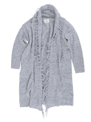 ミックスフリンジロングカーデ