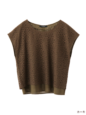 後ろスリット入レースプルオーバー