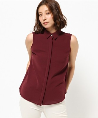 Demi-Luxe BEAMS / シャツカラー ノースリーブ ブラウス