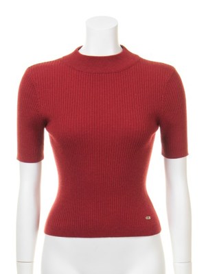 ハイネックリブニットプルオーバー