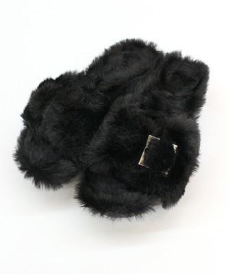 厚底ファーサンダル