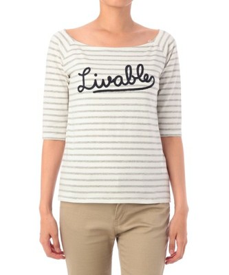 マリンボーダー刺しゅうロゴプルオーバー