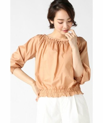 ドビーストライプギャザー7/Sブラウス◆