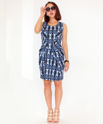 SETTIMISSIMO トライバル柄エンボスタックコクーンワンピース