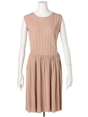 チェックニットプリーツワンピース