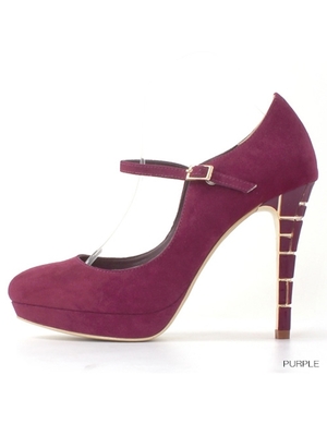 デザインヒールワンストラップパンプス