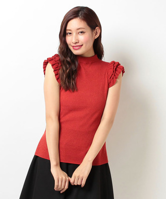 フリルスリーブニット