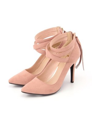 レースアップフリンジパンプス