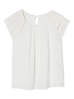 梨地タックバックリボンブラウス