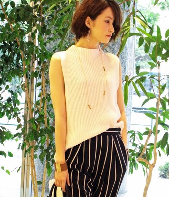コットン畦編みノースリーブプルオーバー