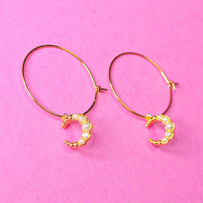 ムーンライトフープピアス／ゴールド