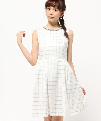 (31 Sons de mode)ビジューチェックノースリーブワンピース