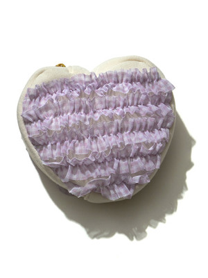 ギンガムチュールハートポーチ