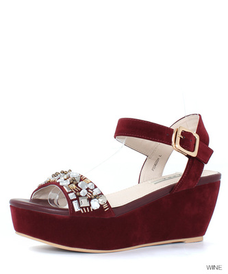 ビジューエンベリッシュスエードサンダル