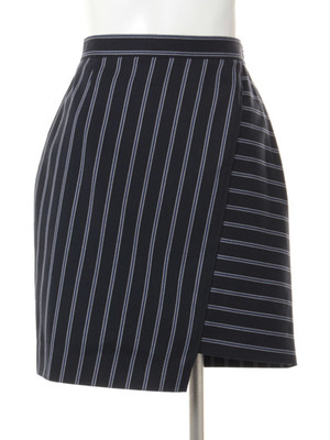 マルチストライプタイトラップスカート