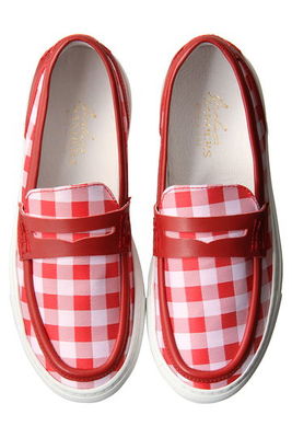 ギンガムチェックローファー