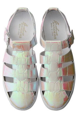 クロコ型押ホログラム厚底サンダル