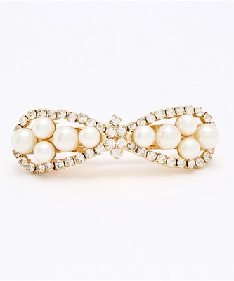 バレッタミックスパールリボン