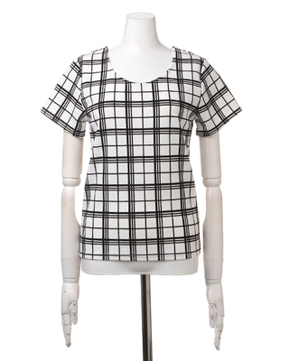 チェック柄変わり織/Tシャツ